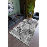 10 Post Online Salon Halısı Modern Gri Yolluk Kaymaz Yuvarlak Oval Kesme Ince Yıkanabilir Halı - 100 x 325 cm