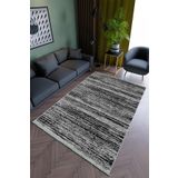 10 Post Online Salon Halısı Modern Siyah Gri Yolluk Kaymaz Yuvarlak Oval Kesme Ince Yıkanabilir Halı