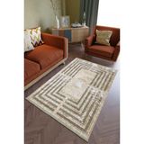 10 Post Online Salon Halısı Otantik Kahverengi Bej Yolluk Kaymaz Yuvarlak Oval Kesme Ince Yıkanabilir Halı - 70 x 200 cm
