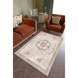 10 Post Online Salon Halısı Otantik Kahverengi Bej Yolluk Kaymaz Yuvarlak Oval Kesme Ince Yıkanabilir Halı - 80 x 300 cm
