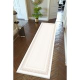 10 Post Online yolluk Koridor Ekru Dijital Baskı Kaymaz Yuvarlak Oval Kesme Ince Yıkanabilir Halı - Kahverengi - Taş - Krem - 100 x 200 cm
