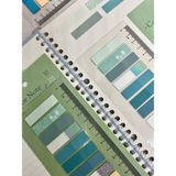 10 Renkli Cetvelli Altın Yaldızlı Mavi ve Gri Tonları Şeffaf Pet İndeks Sticker/İndex/Postit/Post-it/Kitap Ayracı/Not Kağıdı