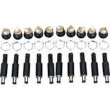 10 Set 2.1mm Dc Power Jak 10 Adet Erkek Fiş + 10 Adet Yuvarlak Dişi Vidalı Soket