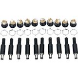 10 Set 2.1Mm Dc Power Jak Erkek Fiş + Dişi Somunlu Jack Soke...