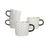10 Strawberry Street 4'lü Set Oogle Puantiyeli Kupa 384,5 ml, Siyah
