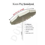 10 Telli Plaj Şemsiyesi Bidonsuz, Krem Renkli, 200 cm Çap ve Rosie Pamuk