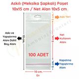 10 X 15 Cm (Kapalı Hali 10 X 5 Cm) 100 Adet Askılı Poşet - Meksika Şapkalı Vitrin