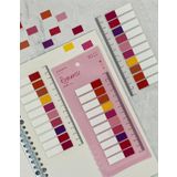 10 Yarım Renkli Cetvelli Romantic Şeffaf Pet İndeks Sticker/İndex/Postit/Kitap Ayracı/Not Kağıdı