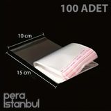 100 Adet 10x15 Kendinden Yapışkanlı Açılıp Kapanabilir Şeker Kurabiye Şeffaf Plastik Poşet Torba