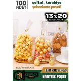 100 Adet 13X20DÜZ (Bantsız) Şeffaf Jelatin Parlak Kurabiye Aksesuar Poşeti Ambalaj Paketi