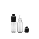 100 Adet - 15ml Şeffaf Plastik Likit Şişesi - Iğne Uclu Damlalıklı Pet Şişe, Siyah Kapaklı