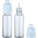 100 Adet - 20ML Şeffaf Plastik Likit Şişesi - Iğne Uclu Damlalıklı Pet Şişe, Beyaz Kapaklı