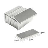 100 Adet 20X10x2 Mm Neodyum Mıknatıs Köşeli Magnet N35 Nikel Kaplama Güçlü Kaliteli Dayanıklı