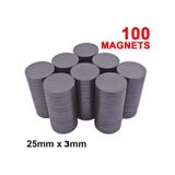 100 Adet 25X3 Büyük Boy Yuvarlak Mıknatıs - Süsleme Mıknatısı