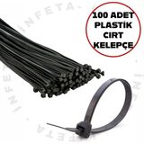 100 Adet 30 cm Siyah Elektrik Kablosu Kablo Bağı Cırt Klips Plastik Kelepçe Cırt Cırt Kelepçe