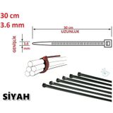 100 Adet 30cmx3,6mm Siyah Plastik Cırt Kelepçe Kablo Bağı