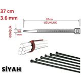 100 Adet 37cmx3,6mm Siyah Plastik Cırt Kelepçe Kablo Bağı