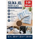 100 Adet 5 Gr Silikajel Nem Alıcı Silika Jel Rutubet Önleyici Küf Giderici Paket