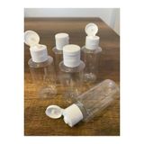 100 Adet 50 Ml Şeffaf Plastik Şişe + Flip Top Kapak Dezenfektan Şişesi Açmalı Kapak