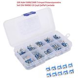 100 Adet 500R/1Mr Trimpot Potansiyometre Seti Dik Rm065 10 Çeşit Şeffaf Çantada
