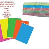 100 ADET 50X70 160 GR FOSFORLU FON KARTONU 5 RENK 20'ŞER ADET