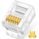 100 Adet 6 Pinli Rj11/Rj12 Telefon Kablosu Için 6P6c Konnektör 6Pin Jak Plug Rj12