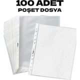 100 Adet A4 Şeffaf Dosya Föy Poşet Dosya - Beyaz