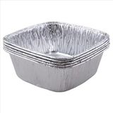 100 Adet Alüminyum Sütlaç Kasesi,11x11x4.3cm Standart Aşüre Kabı 1 Porsiyon 280g Kare Alüminyum Kase