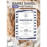 100 Adet Baskı Ve Zarf Dahil Sünnet Davetiyesi Baskılı Zarflı Davetiye
