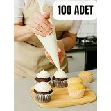 100 Adet Büyük Boy Kullan At Pasta Krema Sıkma Torbası-100 Adet Krema Sıkma Torbası