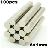100 Adet Çap 6Mm X Kalınlık 1Mm Yuvarlak Güçlü Neodyum Mıknatıs