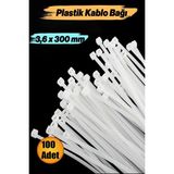 100 Adet Cırt Kelepçe 3,6X300 mm Plastik Beyaz Renk Zip Kablo Bağı Çok Amaçlı Bağlama. - 3,6x30 mm