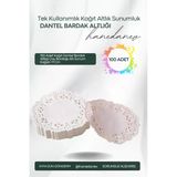 100 Adet Kağıt Dantel Bardak Altlığı Çay Bardağı Altı Sunum Kağıdı I 9 Cm