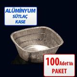 100 Adet Kare Alüminyum Sütlaç Kase 10X10CM 240GR Aşure Kabı