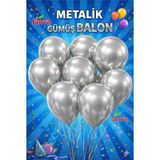100 Adet Metalik Parlak Büyük Boy Balon Parti Doğum Günü Açılış Süsleme Kutlama Gri