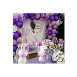 100 Adet Mor-Lila-Gümüş-Beyaz Metalik Balon +Balon Zinciri Hediye