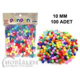 100 Adet. Ponpon. 10 Mm Renkli Ponpon. Peluş Ponpon. Minik Ponpon