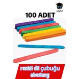 100 Adet Renkli Dil Çubuğu Abeslang Geniş