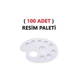 (100 ADET) Resim Boya Paleti - Plastik Palet, Okul Ressam Paleti - 20 cm - 9 Göz