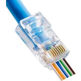 100 Adet RJ45 Delikli (Pass-Through) Konnektör | Cat5/cat6
