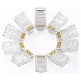 100 Adet - RJ45 Konnektör Network Cat5 Cat6 Jak Jack Ethernet Uç - Şeffaf