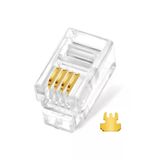 100 Adet Rj9/Rj10/Rj22 Telefon Ahize Kablosu Için 4P4c Konnektör 4Pin Jak 4 Pinli Plug Rj11