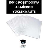 100 Adet Şeffaf Poşet Dosya 45 Mikron Föy Dosya 100'LÜ Paket - Çok Renkli - Genel