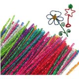 100 Adet Simli Şönil , Tüylü Tel, 30 Cm, Eğitici Şönil Seti, Peluş Tel