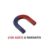 (100 ADET) U Mıknatısı 38.5x35,6 mm Deney Malzemesi Okul Projeleri At Nalı Mıknatıs Kırmızı Mavi
