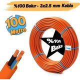 %100 Bakır Çok Telli 3X2.5 Mm 100 Metre Elektrik Kablosu Turuncu Elektrikli Araç Şarj Uygun Uyumlu