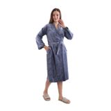 %100 Bambu Kadın Şal Yaka Sabahlık/Bornoz Füme 2XL