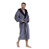 %100 Bambu Kapşonlu Erkek Sabahlık füme 3XL