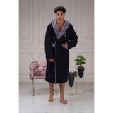 %100 Bambu Kapşonlu Erkek Sabahlık lacivert 3XL