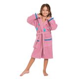 %100 Bambu Kız Çocuk Kapüşonlu Çiçek Desenli Sabahlık/Bornoz Pembe 9-10 Yaş
